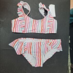 Girls Size 10 NEW raisins 2 pc. Swimsuit bikini top Bottoms Swim striped multi